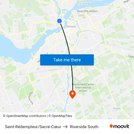 Saint-Rédempteur/Sacré-Cœur to Riverside South map