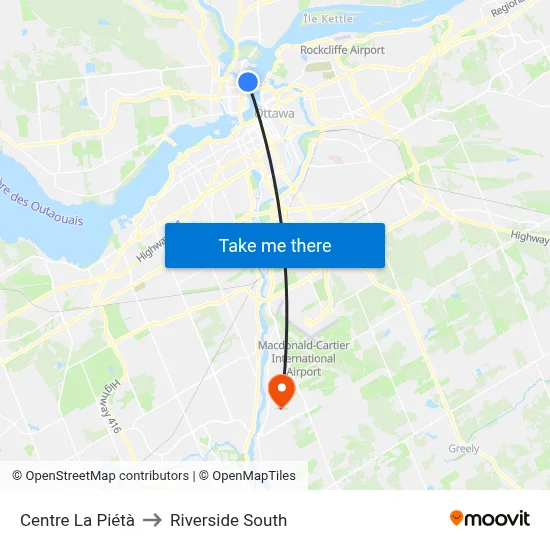 Centre La Piétà to Riverside South map