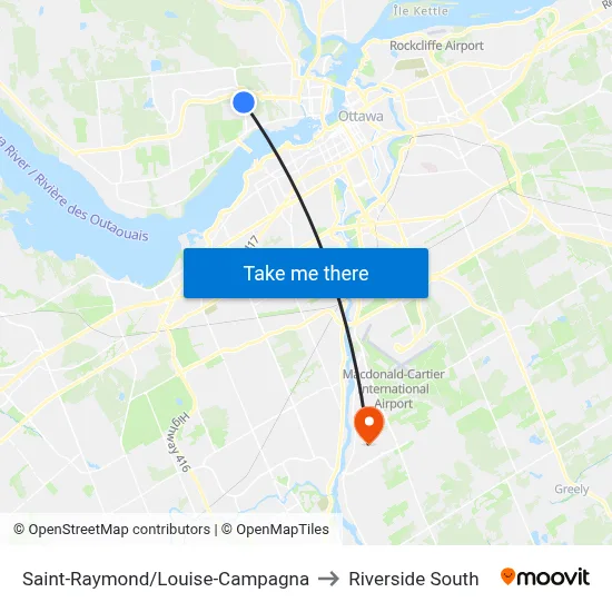 Saint-Raymond/Louise-Campagna to Riverside South map