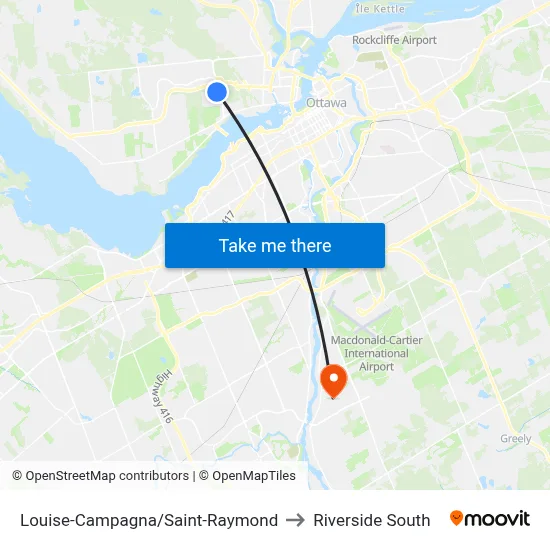 Louise-Campagna/Saint-Raymond to Riverside South map