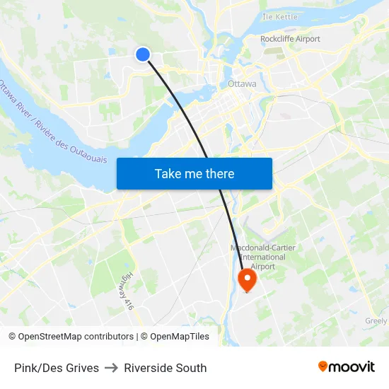 Pink/Des Grives to Riverside South map