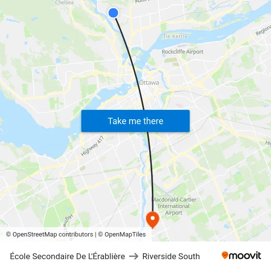 École Secondaire De L'Érablière to Riverside South map