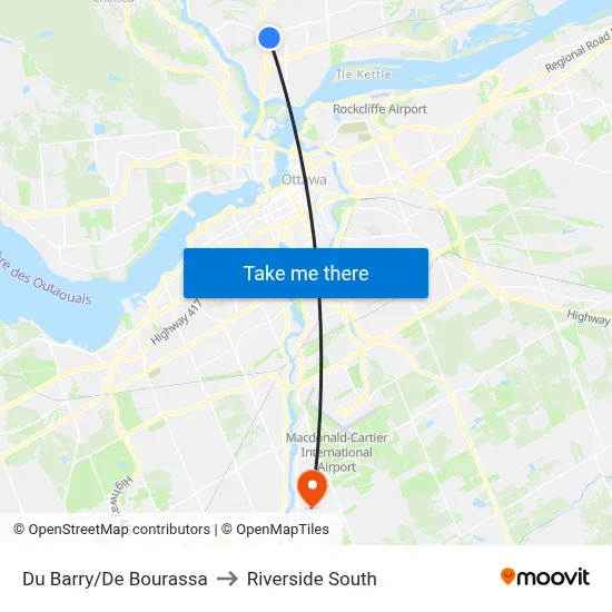 Du Barry/De Bourassa to Riverside South map