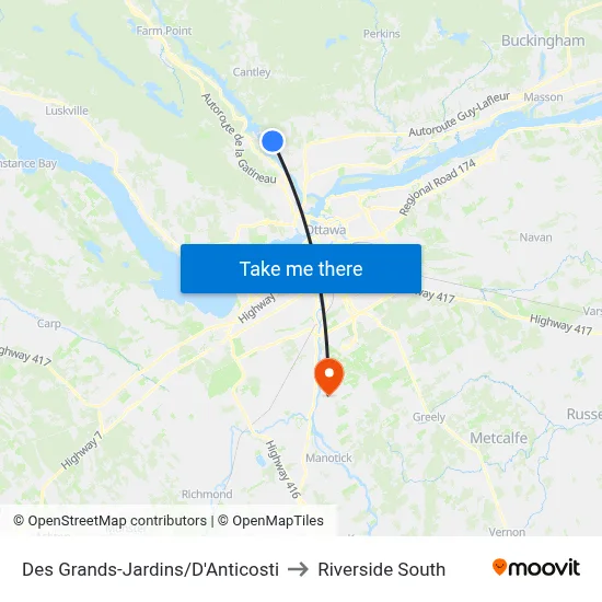 Des Grands-Jardins/D'Anticosti to Riverside South map