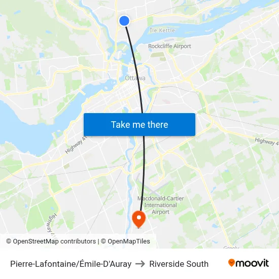 Pierre-Lafontaine/Émile-D'Auray to Riverside South map