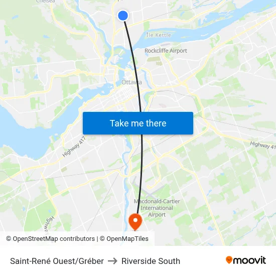 Saint-René Ouest/Gréber to Riverside South map
