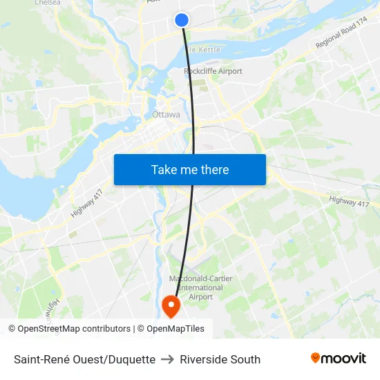 Saint-René Ouest/Duquette to Riverside South map