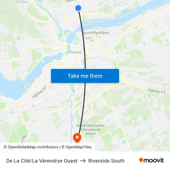 De La Cité/La Vérendrye Ouest to Riverside South map