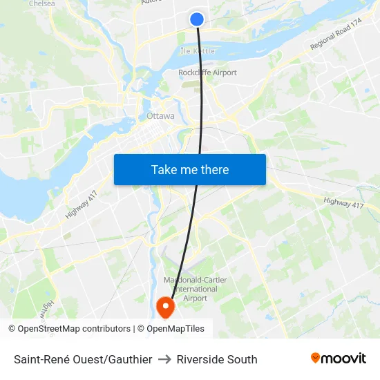 Saint-René Ouest/Gauthier to Riverside South map