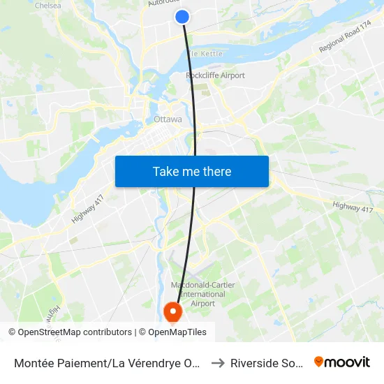 Montée Paiement/La Vérendrye Ouest to Riverside South map
