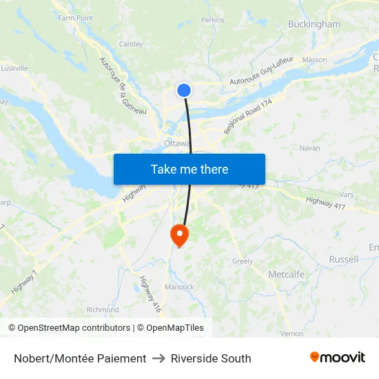 Nobert/Montée Paiement to Riverside South map