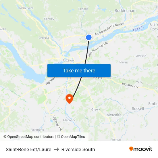Saint-René Est/Laure to Riverside South map