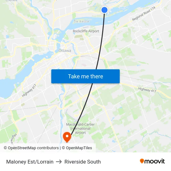 Maloney Est/Lorrain to Riverside South map