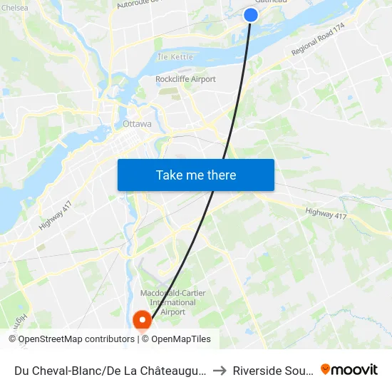 Du Cheval-Blanc/De La Châteauguay to Riverside South map