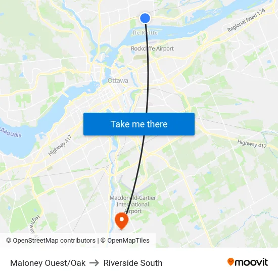 Maloney Ouest/Oak to Riverside South map