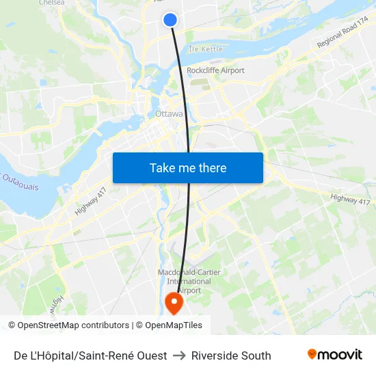 De L'Hôpital/Saint-René Ouest to Riverside South map