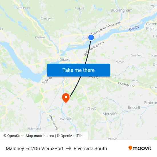 Maloney Est/Du Vieux-Port to Riverside South map
