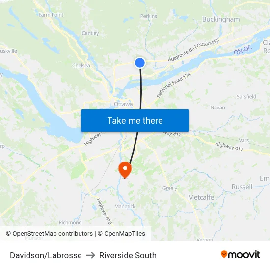Davidson/Labrosse to Riverside South map