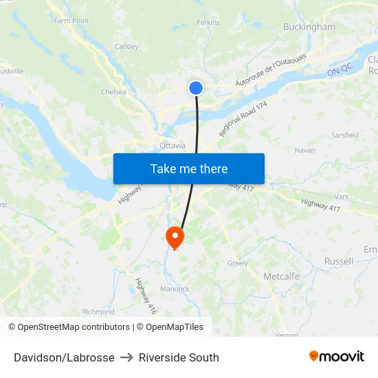 Davidson/Labrosse to Riverside South map