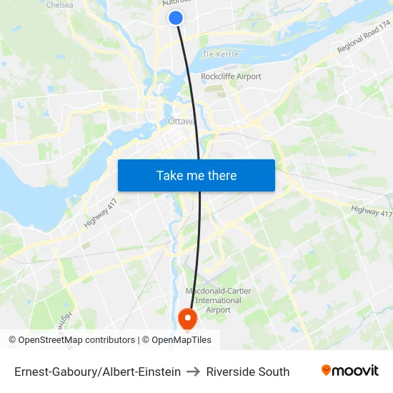 Ernest-Gaboury/Albert-Einstein to Riverside South map