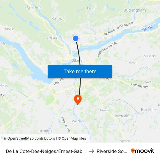 De La Côte-Des-Neiges/Ernest-Gaboury to Riverside South map