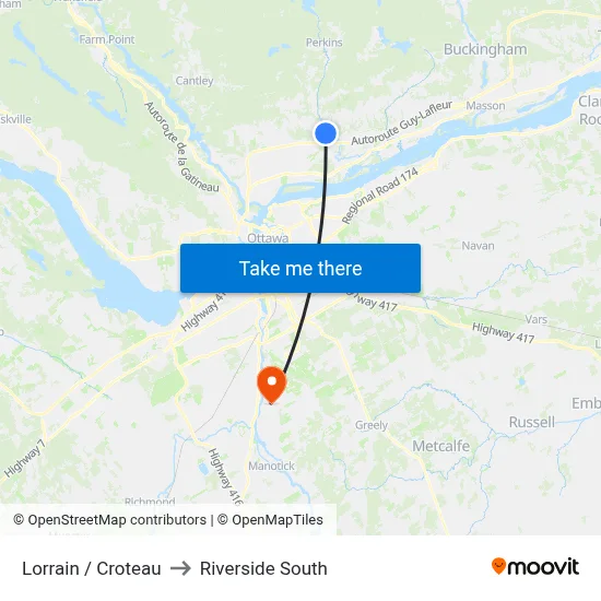 Lorrain / Croteau to Riverside South map