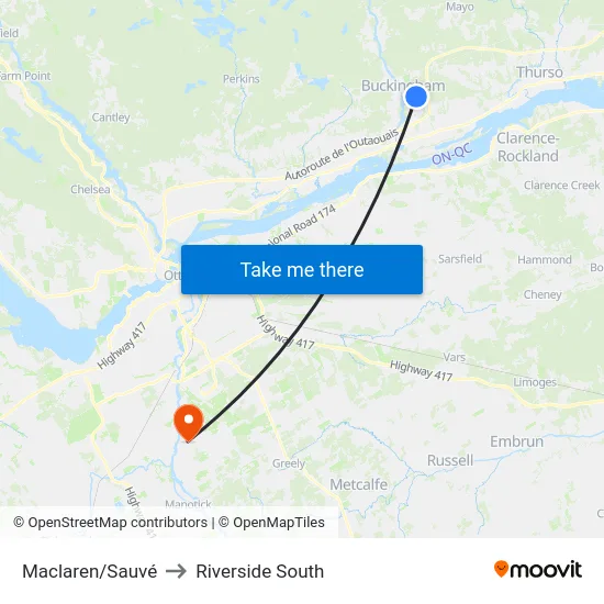 Maclaren/Sauvé to Riverside South map