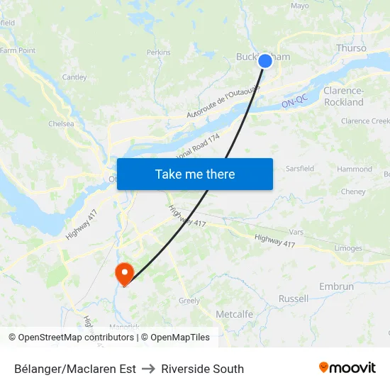 Bélanger/Maclaren Est to Riverside South map