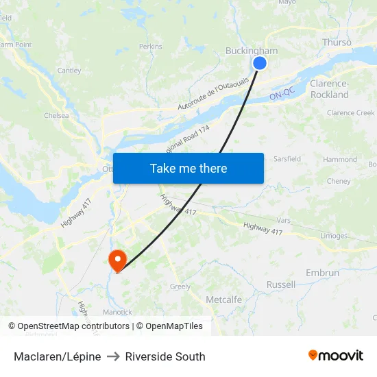 Maclaren/Lépine to Riverside South map