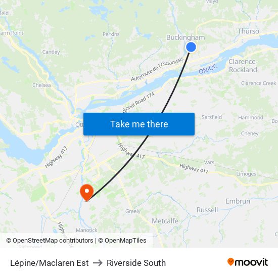 Lépine/Maclaren Est to Riverside South map