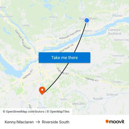 Kenny/Maclaren to Riverside South map