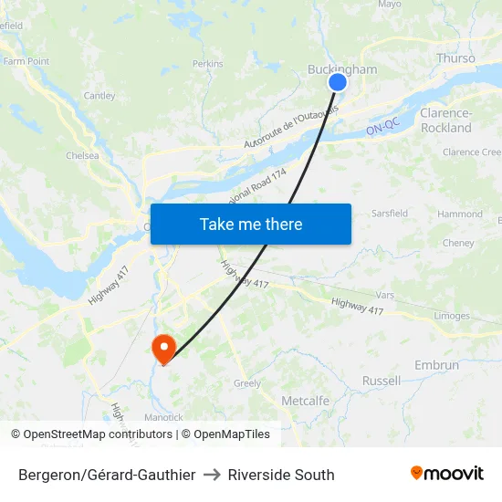 Bergeron/Gérard-Gauthier to Riverside South map