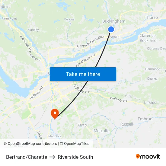 Bertrand/Charette to Riverside South map