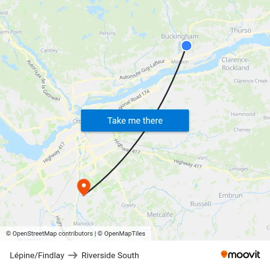 Lépine/Findlay to Riverside South map