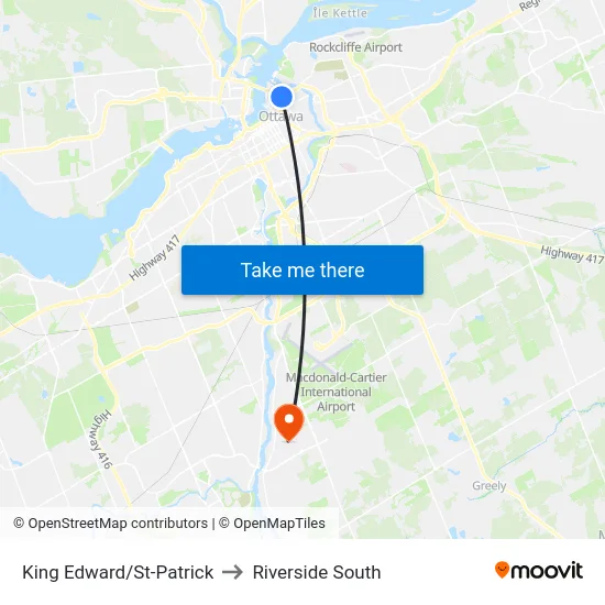 King Edward/St-Patrick to Riverside South map