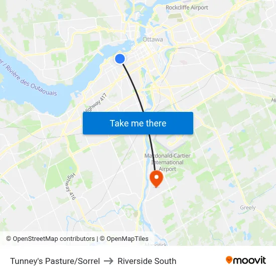 Tunney's Pasture/Sorrel to Riverside South map