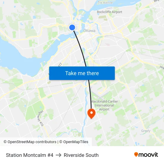 Station Montcalm #4 to Riverside South map