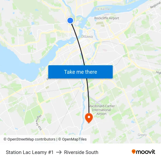 Station Lac Leamy #1 to Riverside South map