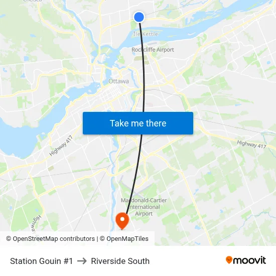 Station Gouin #1 to Riverside South map