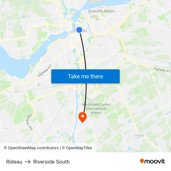 Rideau to Riverside South map