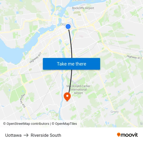Uottawa to Riverside South map