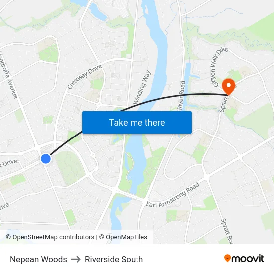 Nepean Woods to Riverside South map
