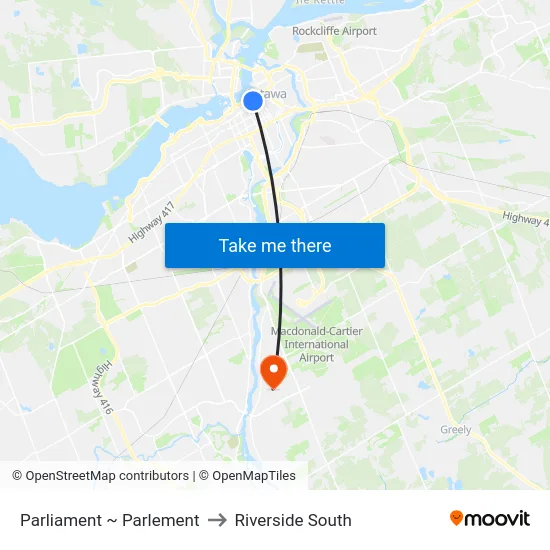 Parliament ~ Parlement to Riverside South map