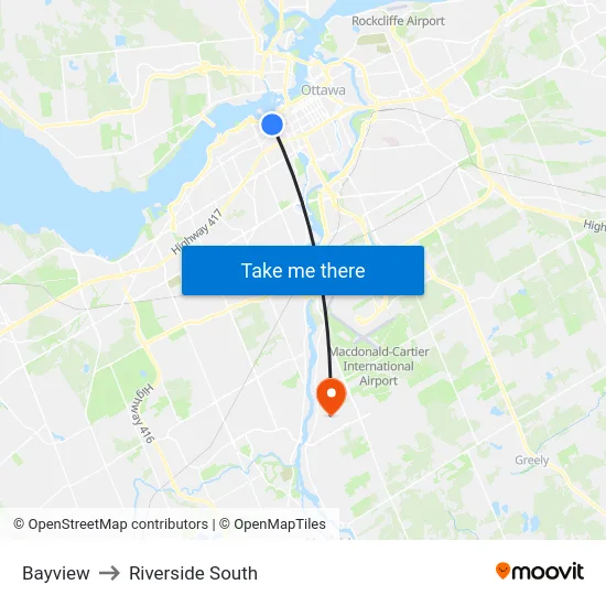 Bayview to Riverside South map