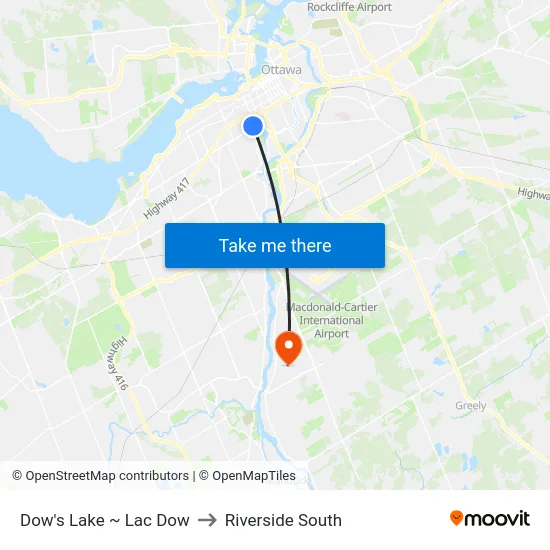 Dow's Lake ~ Lac Dow to Riverside South map