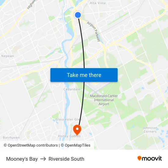 Mooney's Bay to Riverside South map
