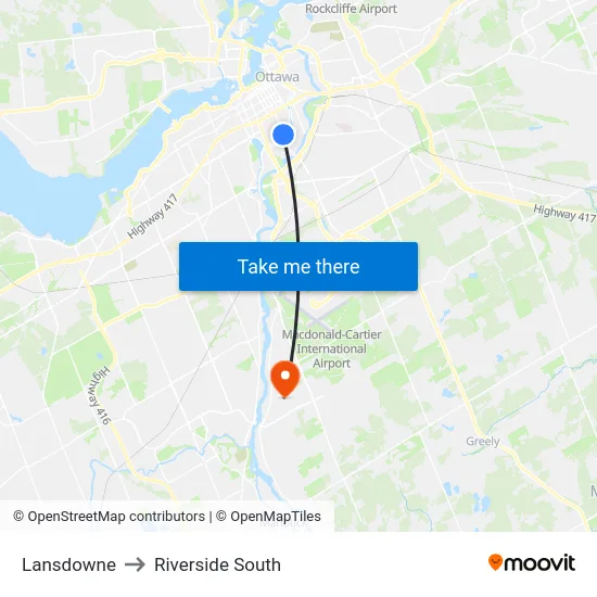 Lansdowne to Riverside South map
