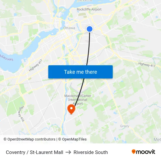 Coventry / St-Laurent Mall to Riverside South map