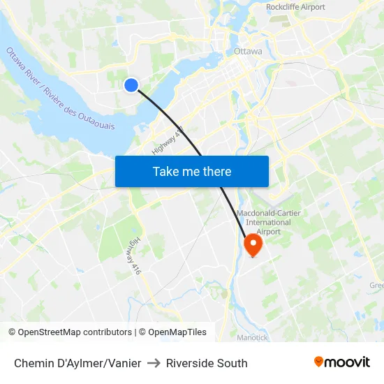 Chemin D'Aylmer/Vanier to Riverside South map
