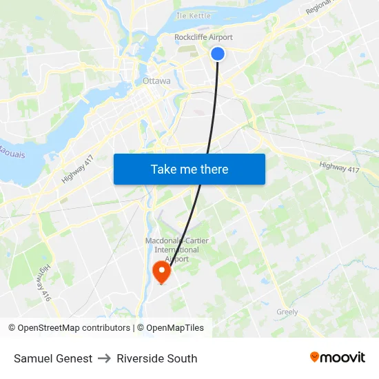 Samuel Genest to Riverside South map